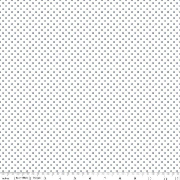 Swiss Dot - per yard - Riley Blake - Navy dots on white - basics - tonals, blenders C660-21 - RebsFabStash