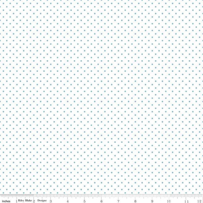 Swiss Dot - per yard - Riley Blake - Swiss Dot On Cream - Le Creme - Aqua - basics - tonals, blenders - C600-20 AQUA - RebsFabStash