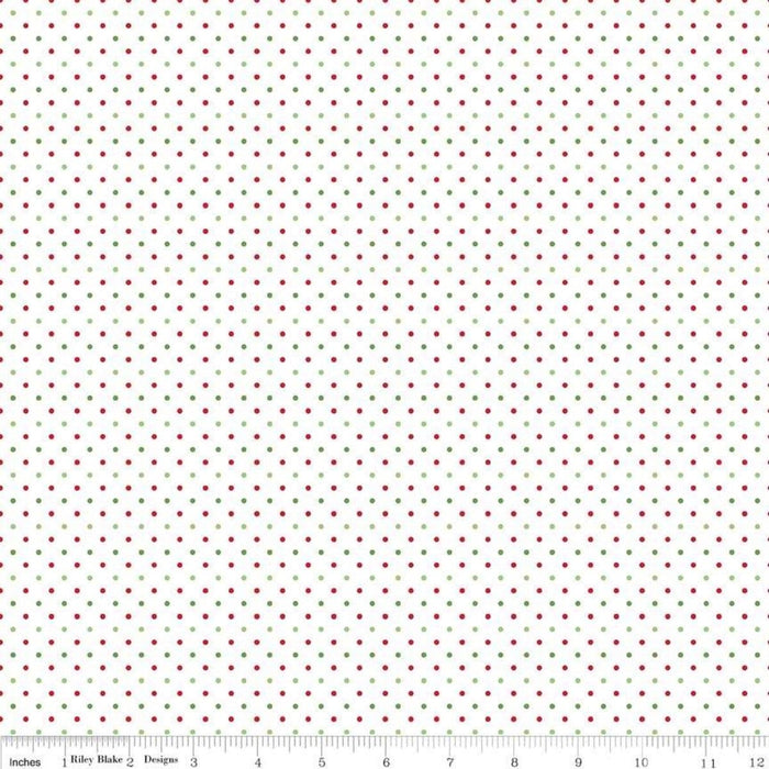 Swiss Dot - per yard - Riley Blake - Swiss Dot On Cream - Le Creme - Red - basics - tonals, blenders - C600-80 RED - RebsFabStash