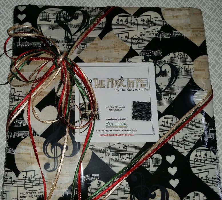 The Music in Me - Fabric collection - Per Yard - Benartex - by Kanvas Studio - black music notes and circles on white - RebsFabStash