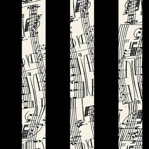 The Music in Me - Fabric collection - Per Yard - Benartex - by Kanvas Studio - black music notes and circles on white - RebsFabStash