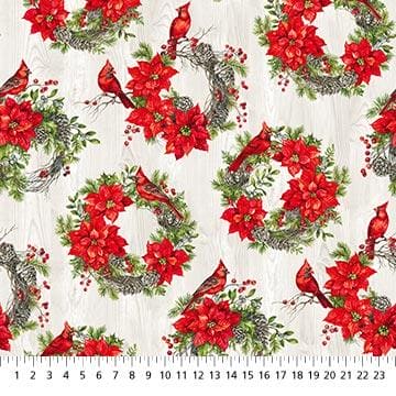 The Scarlet Feather - Christmas Wreaths - per yard - by Deborah Edwards for Northcott - RebsFabStash