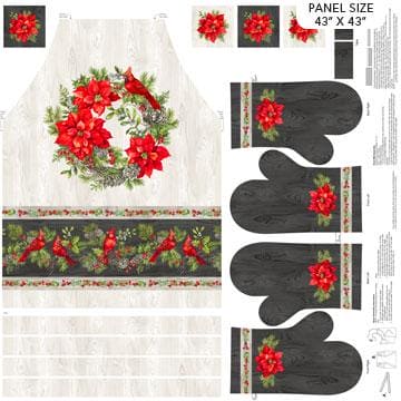 The Scarlet Feather - Apron and Mitt - Pale Gray Multi Panel - 43" x 43" panel - by Deborah Edwards for Northcott - RebsFabStash