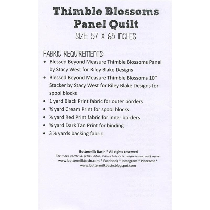 Thimble Blossoms Panel Quilt - PATTERN - by Buttermilk Basin - BMB#1911 - 57" x 65" - RebsFabStash