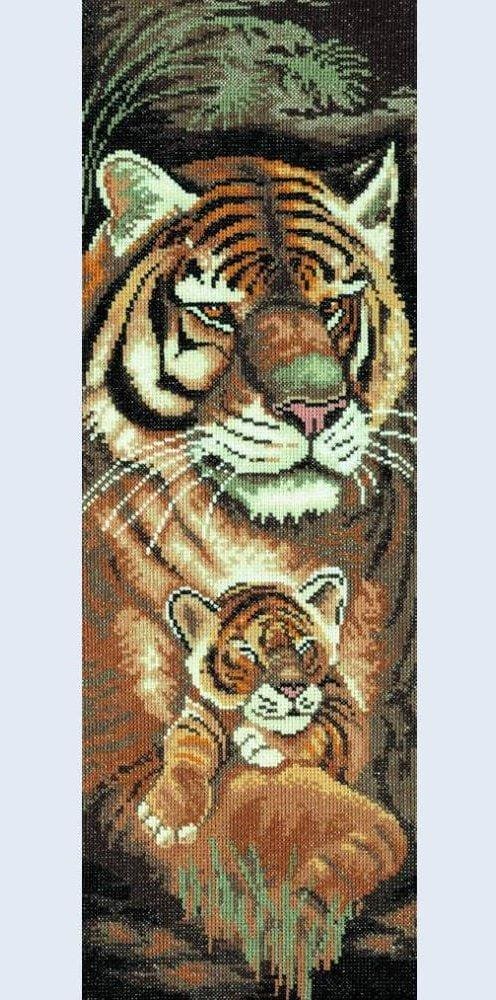 Tiger and Cub - Maternal Instincts - Evenweave (14 ct) LanArte Counted Cross Stitch Kit, incl. thread, fabric, needles, pattern PN-8227 - RebsFabStash
