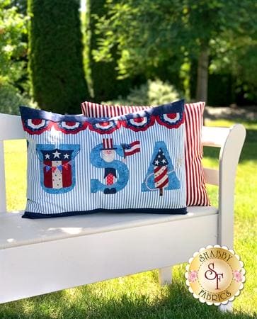 USA Pillow - Pillow Pattern - Shabby Fabrics designed by Jennifer Bosworth - home decor, pillow, pattern, Patriotic! - RebsFabStash