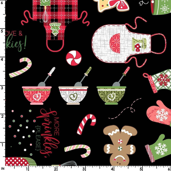We Whisk You a Merry Christmas PER YARD -Kim Christopherson-Kimberbell Designs- Maywood Buffalo Plaid Black and Green - RebsFabStash