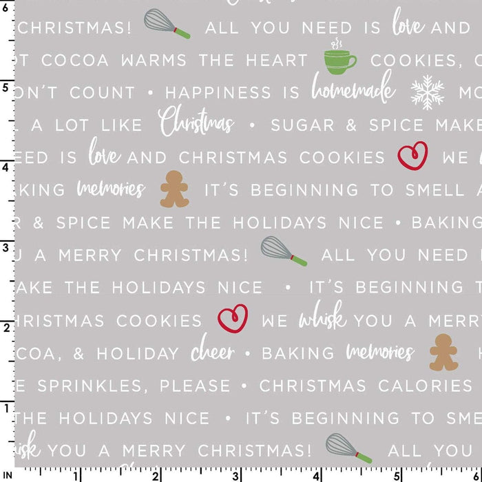 We Whisk You a Merry Christmas PER YARD -Kim Christopherson-Kimberbell Designs- Maywood Words on Red Holiday Baking Phrases - RebsFabStash