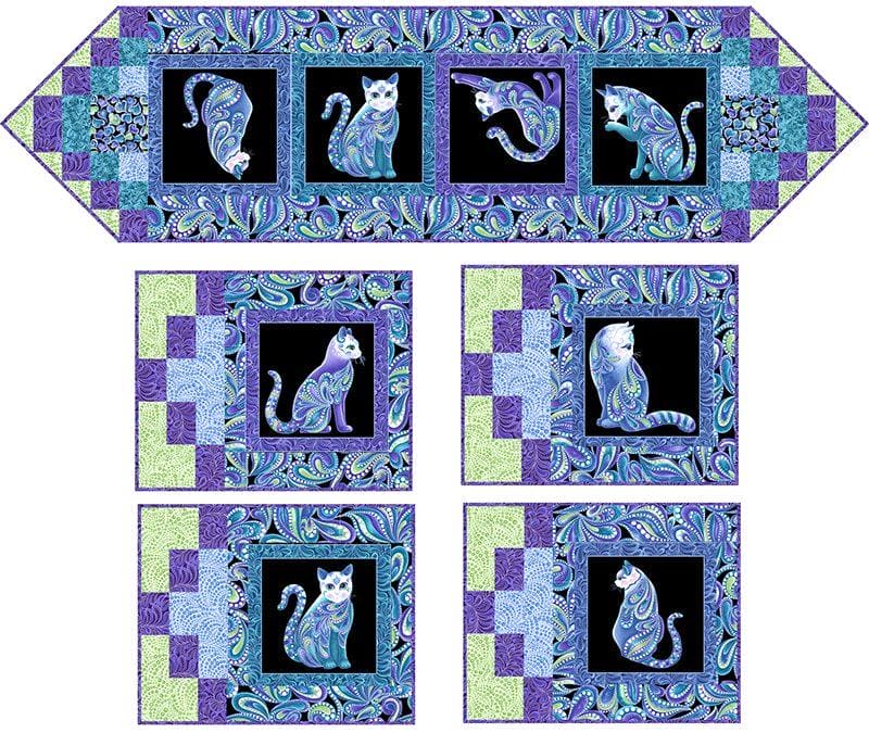 What's for Dinner Quilt Pattern by Ann Lauer - pattern for Placemats and table runner with Cat-I-Tude fabric! - Grizzly Gulch Gallery - RebsFabStash