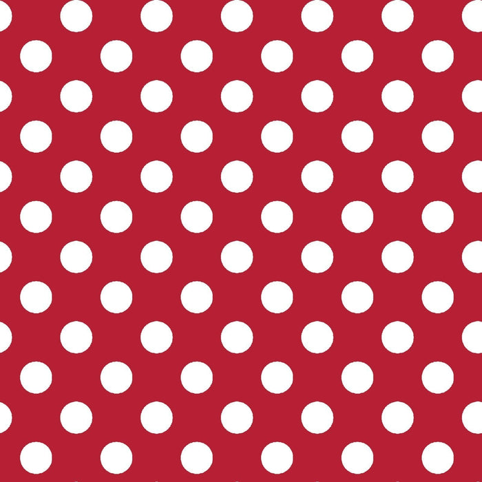 White dots on red- Per Yard- Kimberbell Basics - Maywood Studio - MAS 8216-R - RebsFabStash