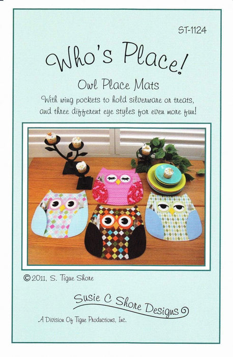 Who's Place - Place Mat Pattern - Owl by Susie Shore Designs - RebsFabStash