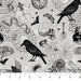 Wicked - per yard - by Nina Djuric for Northcott - Crows on a White Background - RebsFabStash