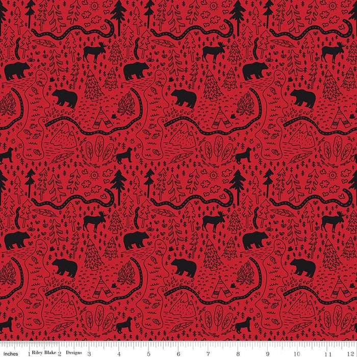 Wild at Heart - per yard - by Lori Whitlock for Riley Blake Designs - Bears - C9821-RED - RebsFabStash