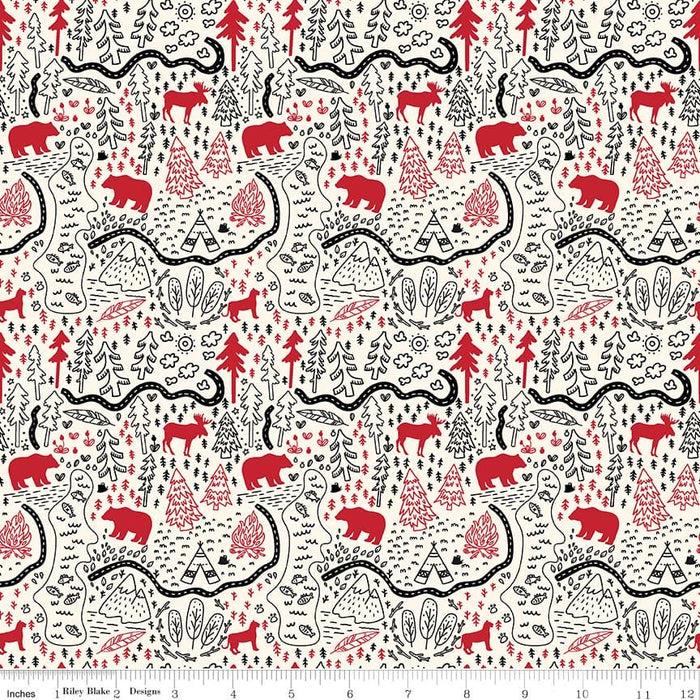 Wild at Heart - per yard - by Lori Whitlock for Riley Blake Designs - Bears - C9821-RED - RebsFabStash