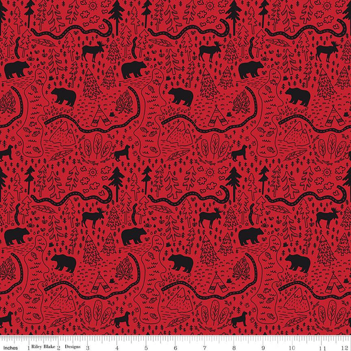 Wild at Heart - per yard - by Lori Whitlock for Riley Blake Designs - Mountains - C9823-RED - RebsFabStash