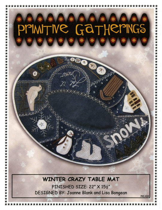 Winter Crazy table mat/topper - Pattern - Designed by Lisa Bongean Primitive Gatherings - Flannel or Wool applique - RebsFabStash