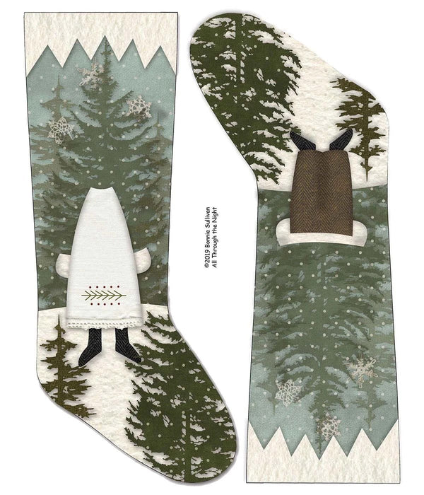 Winter Wonderland Stockings - Preprinted embroidery applique pattern - Bonnie Sullivan - Flannel or Wool - All Through the Night - Primitive - RebsFabStash