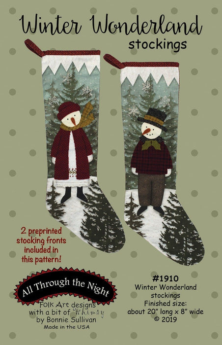 Winter Wonderland Stockings - Preprinted embroidery applique pattern PLUS Laser cut pre-fused applique kit! - Bonnie Sullivan - All Through the Night - RebsFabStash