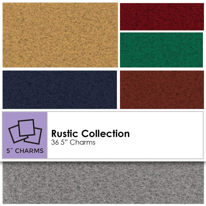 Wool Felt "Rustic" colors Charm Pack - 36 piece 5" squares by National Nonwovens - RebsFabStash