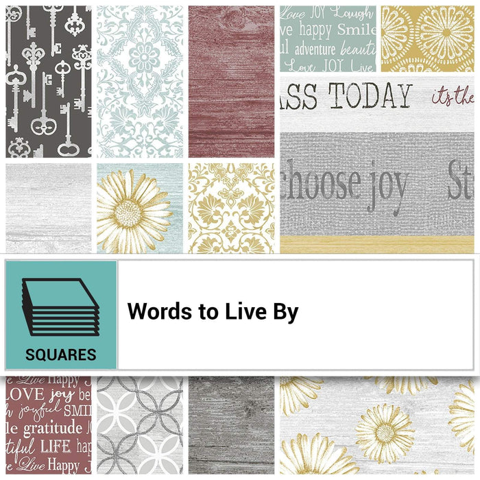 Words to Live By - Layer Cake (42) 10" squares - Contempo by Benartex - by Cherry Guidry - Inspirational words, Love, Laugh, Sew 10x10, stacker - RebsFabStash