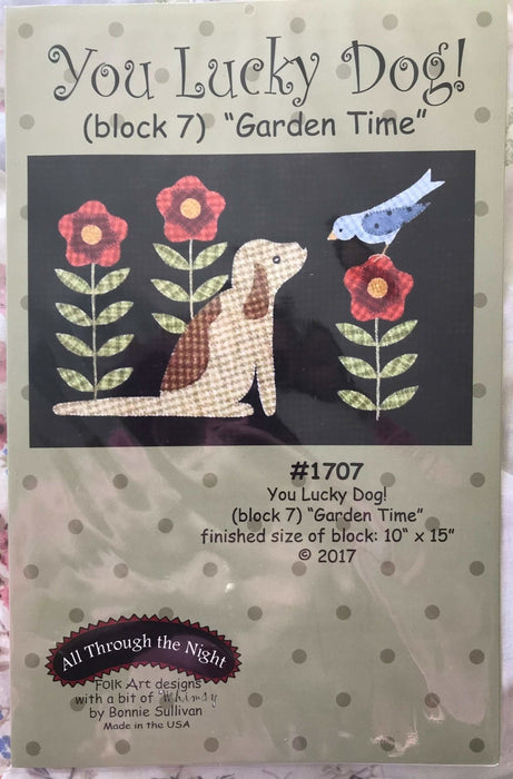 You Lucky Dog - Block of the Month Quilt Pattern - Bonnie Sullivan - Complete Set 11 blocks - Flannel or Wool - All Through the Night - RebsFabStash