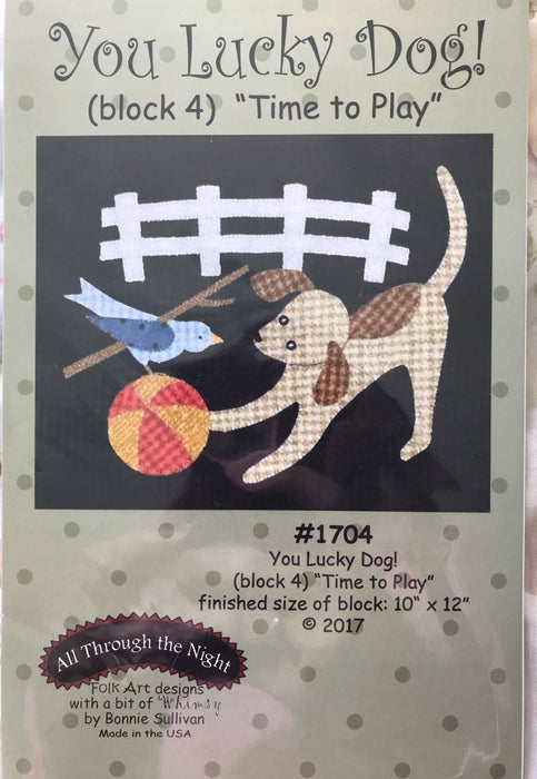 You Lucky Dog - Block of the Month Quilt Pattern - Bonnie Sullivan - Complete Set 11 blocks - Flannel or Wool - All Through the Night - RebsFabStash